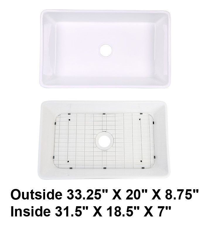 Single Bowl Farmhouse Porcelain Sink White