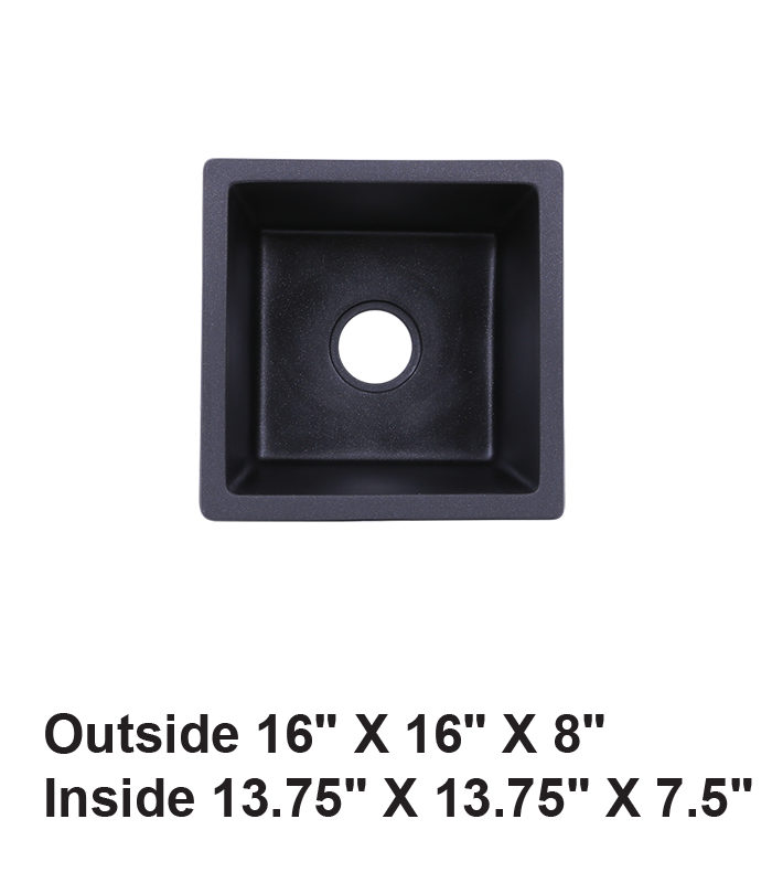 Undermount Single Bowl Granite Composite Sink Black