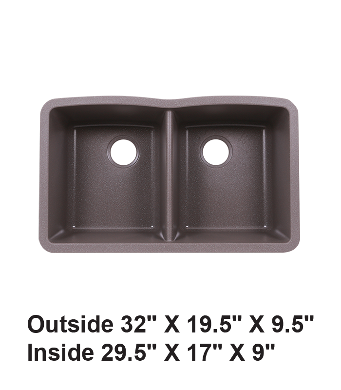 Undermount Double Bowl 50/50 Granite Composite Sink Gray