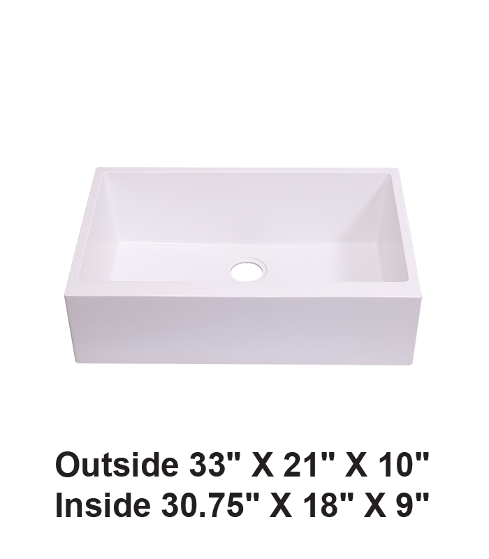 Single Bowl Farmhouse Apron Front Granite Composite Sink White
