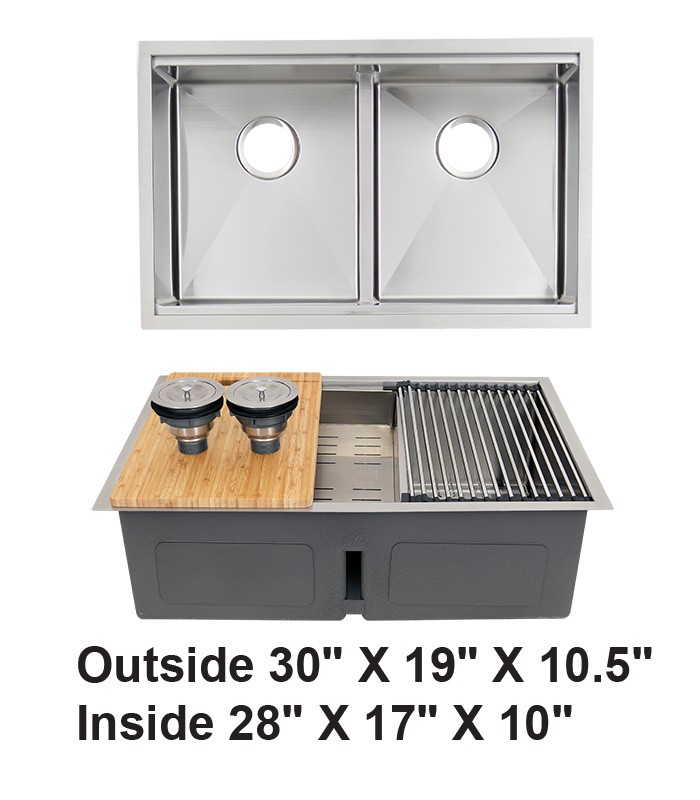 Double Bowl Zero Radius Workstation Kitchen Sink
