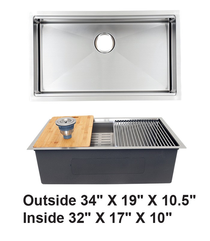 Single Bowl Zero Radius Workstation Kitchen Sink