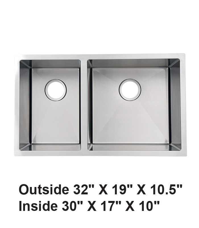 Handmade Undermount Reverse Double Bowl 60/40 Stainless Steel Sink