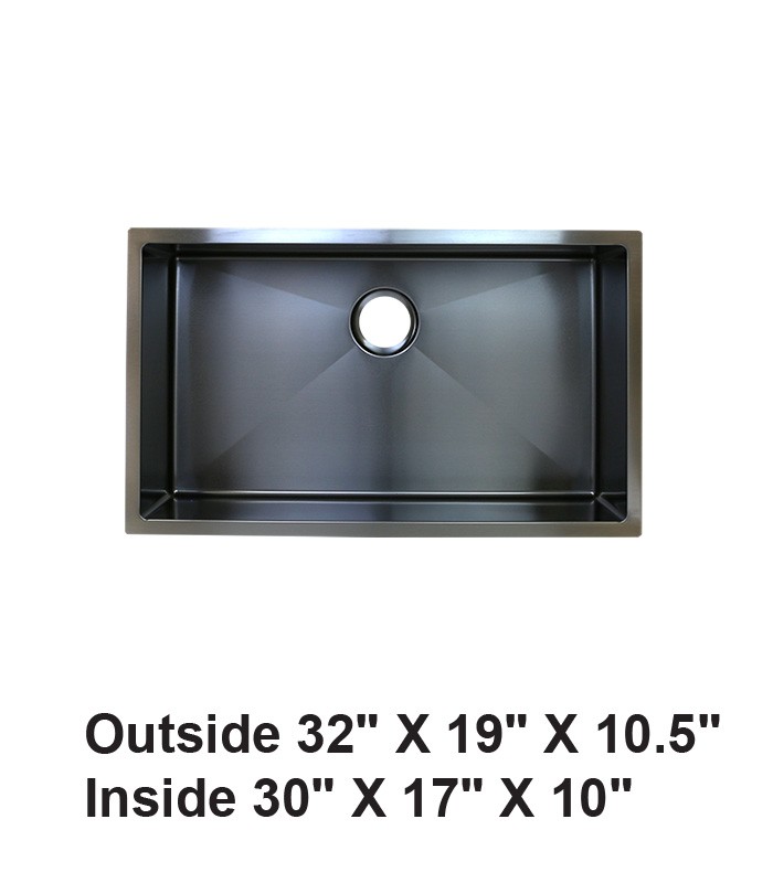 Black Handmade Undermount Single Bowl Stainless Steel Sink