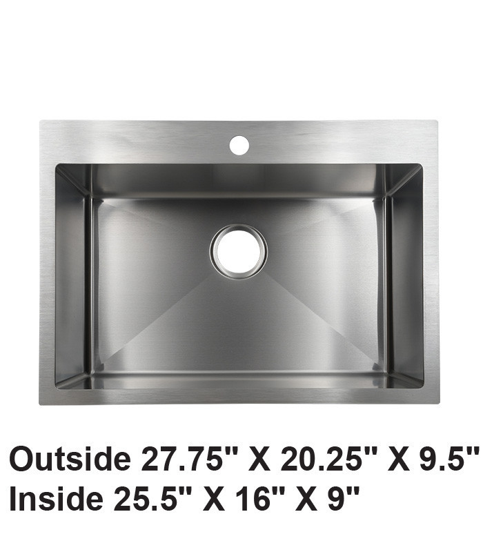 Handmade Drop-in Stainless Steel Kitchen / Laundry Sink