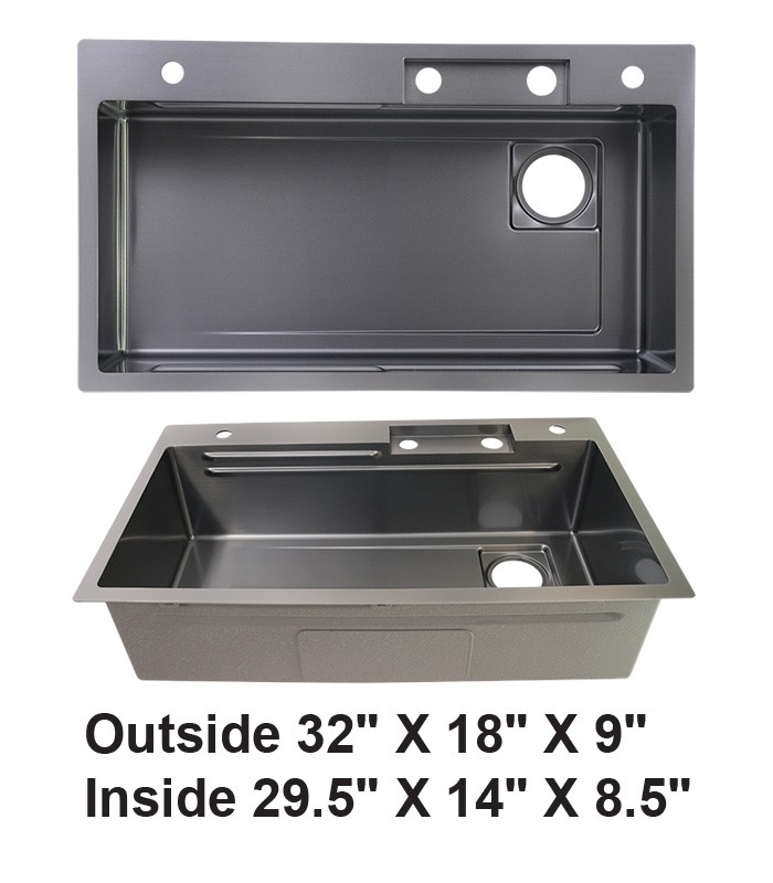 Single Bowl Black Multifunctional Workstation Kitchen Sink