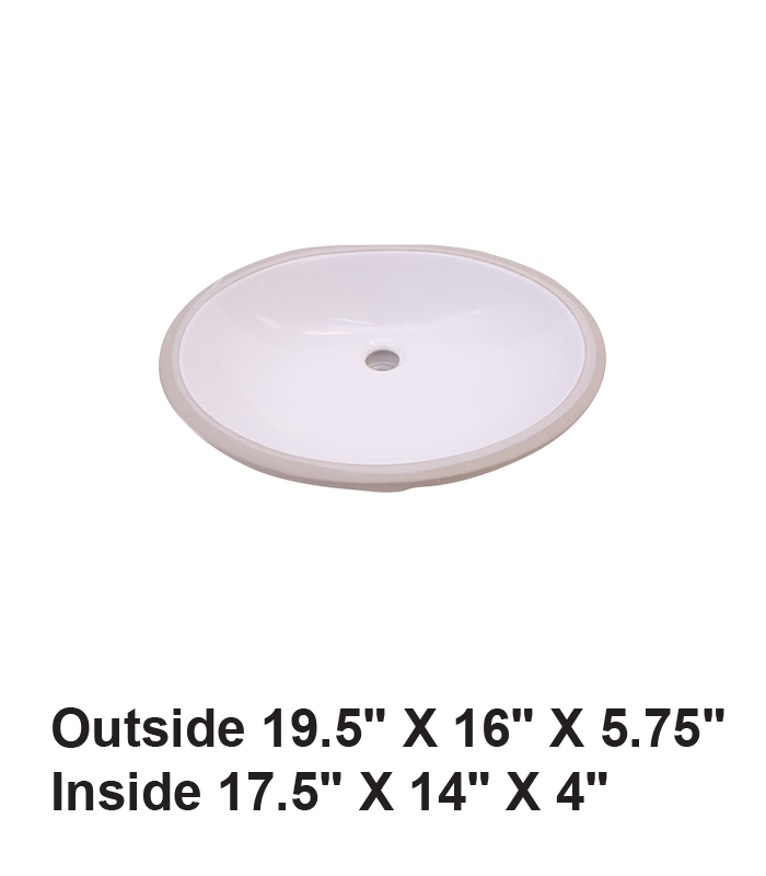 Undermount Oval Ceramic ADA Sink White
