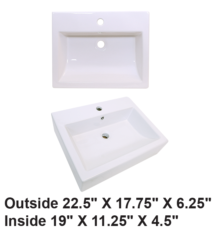 Above Counter Ceramic Sink White