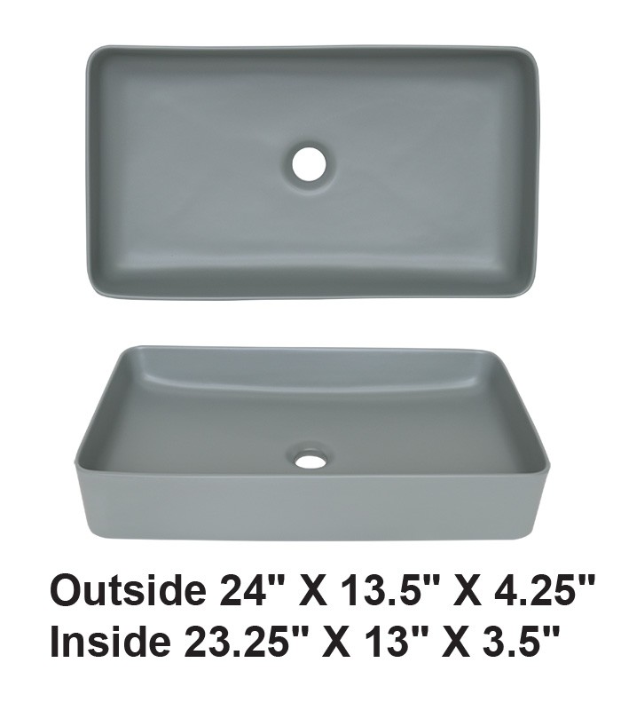 Vessel Ceramic Sink Matt Gray