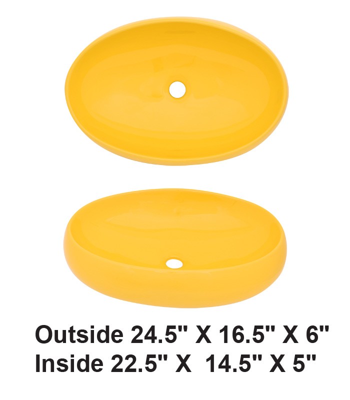 Above Counter Ceramic Sink Yellow