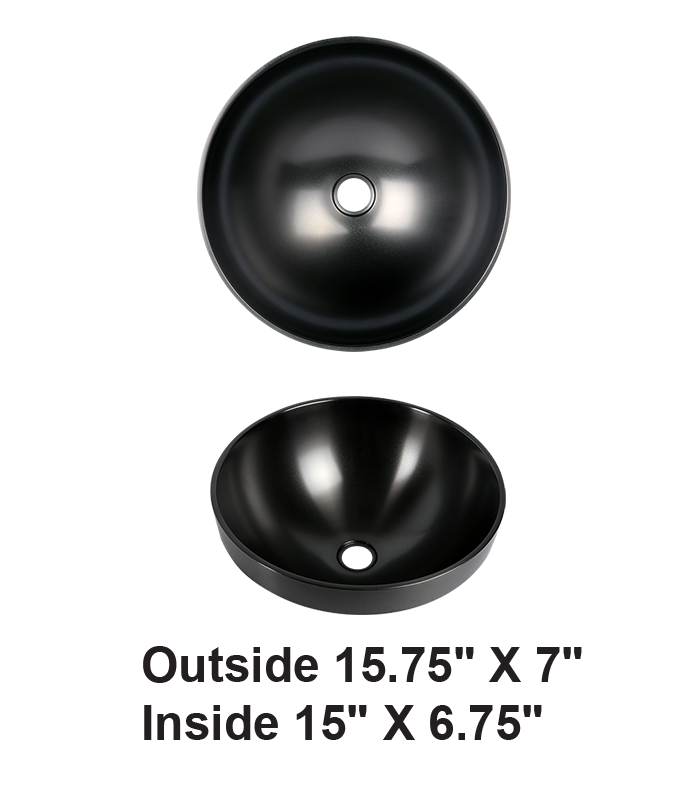 Handmade Vessel / Drop-in Stainless Steel Bathroom Sink in Matte Black