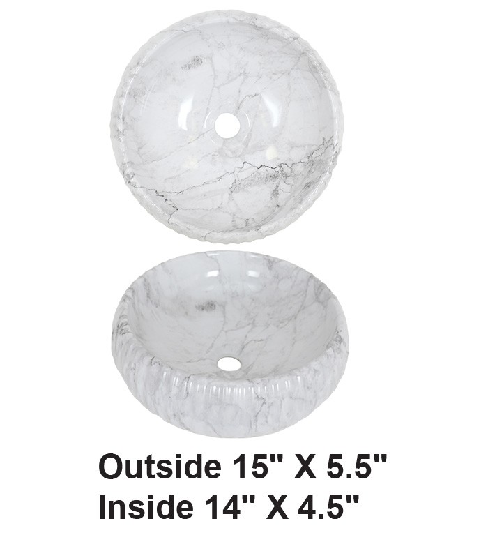 Above Counter Vessel Ceramic Sink White Marble Design