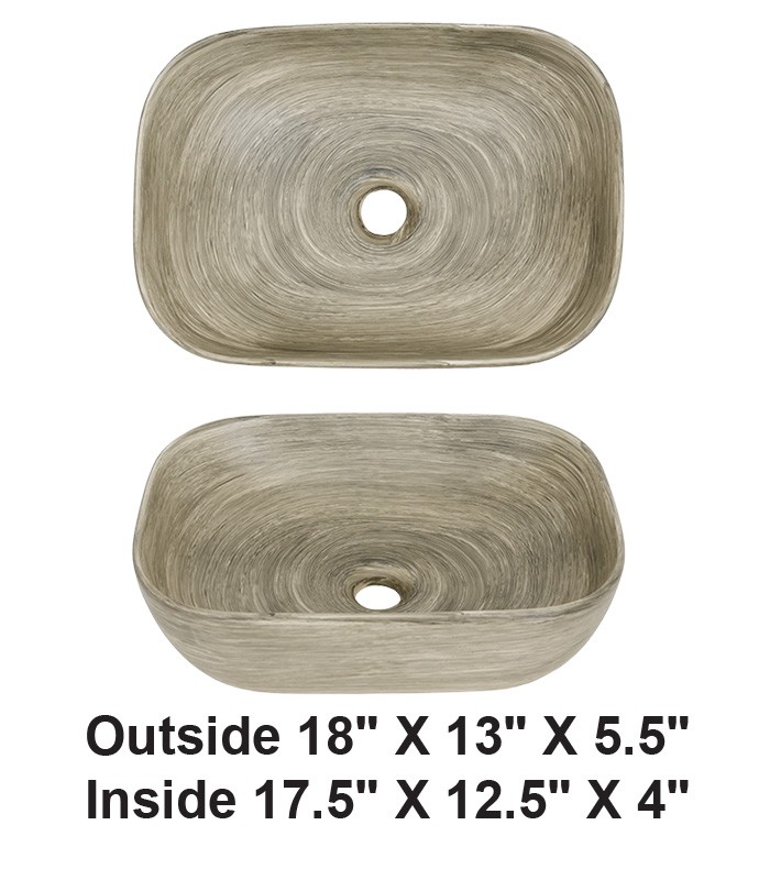 Above Counter Vessel Ceramic Sink Wood Grain Design