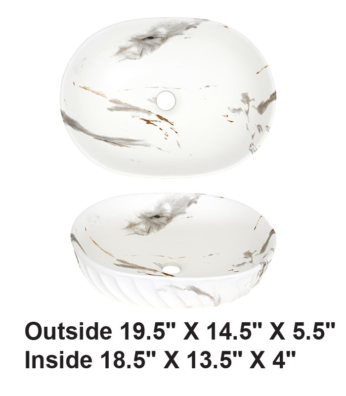 Above Counter Vessel Ceramic Sink White Marble Design