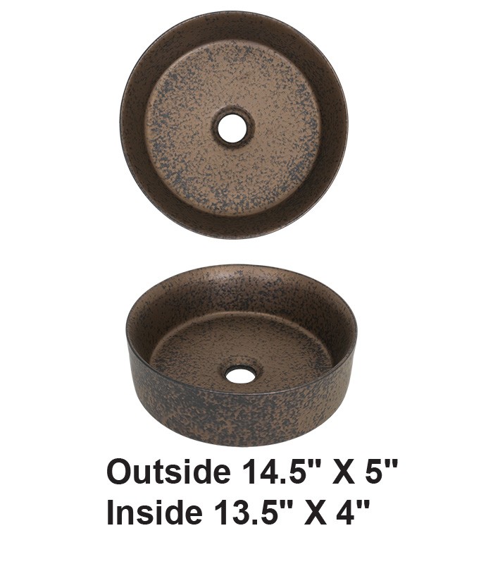 Above Counter Vessel Ceramic Sink Copper Design