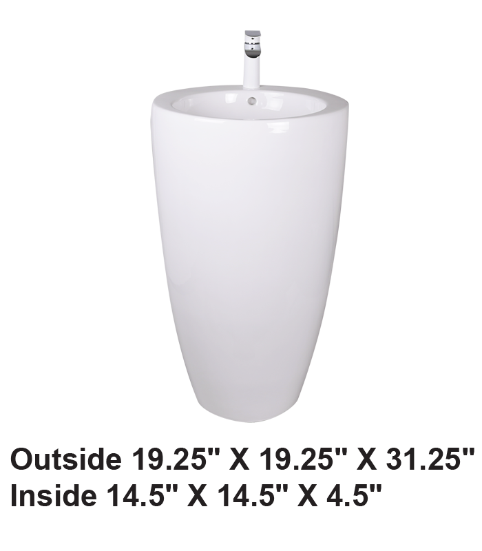 Pedestal Round Ceramic Sink White