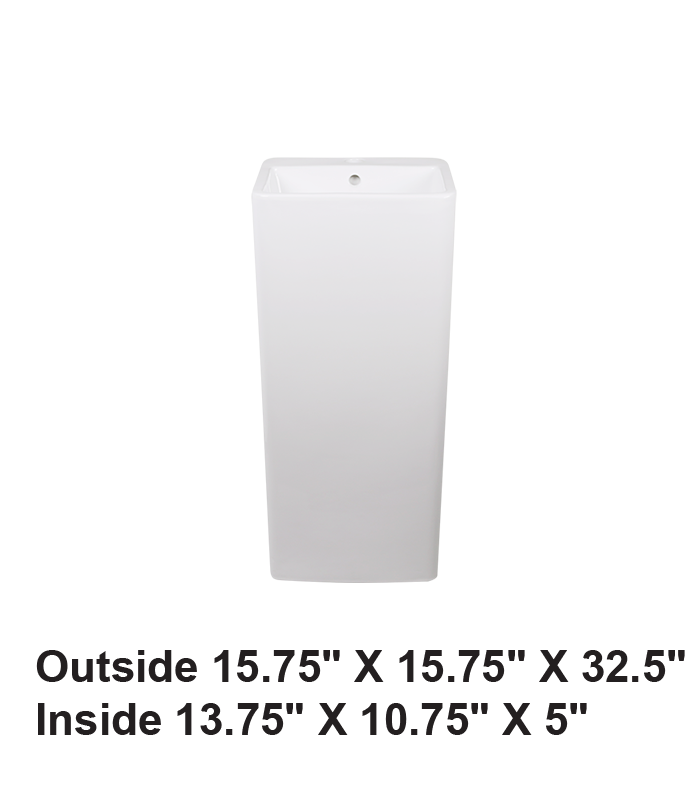Pedestal Rectangular Ceramic Sink White