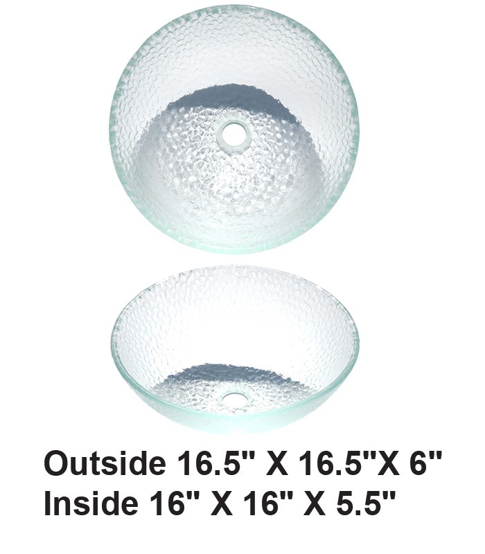 Above Counter Euro Noble Tempered Glass Waterdrop Glass Vessel Sink