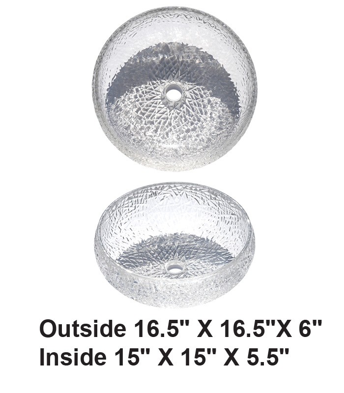 Above Counter Crystal Glass Vessel Sink
