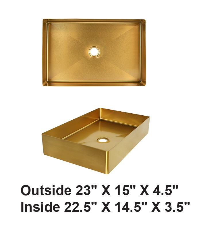Gold Handmade Stainless Steel Vessel Sink