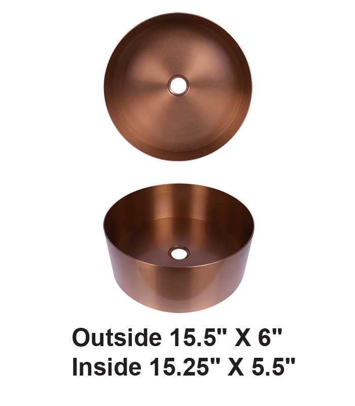 Handmade Vessel Stainless Steel Bathroom Sink in Brushed Rose Gold