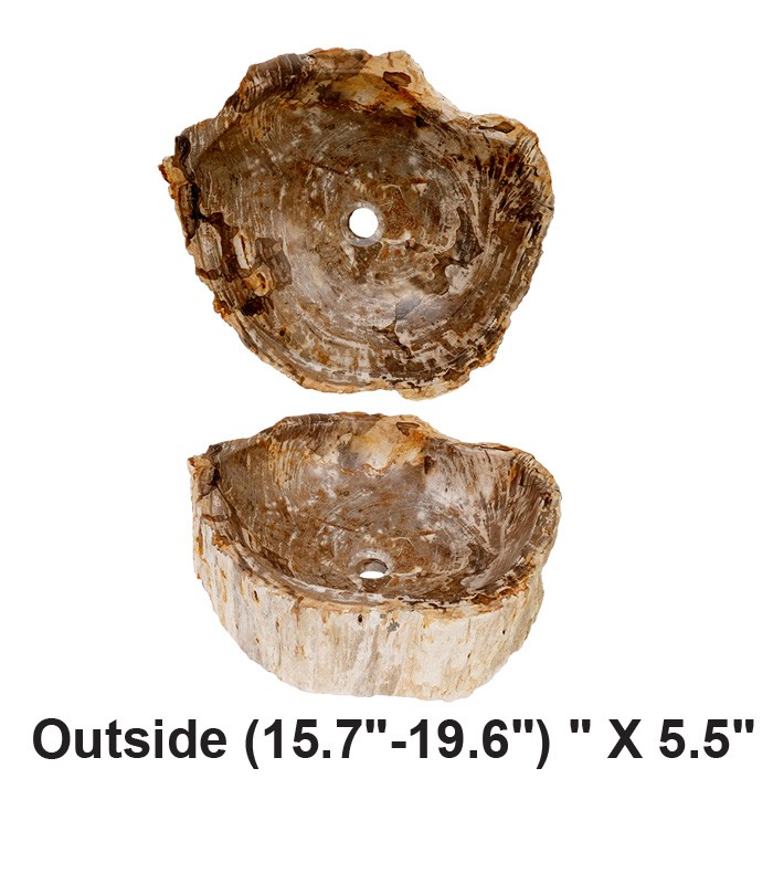 Above Counter Small Petrified Wood Vessel Sink