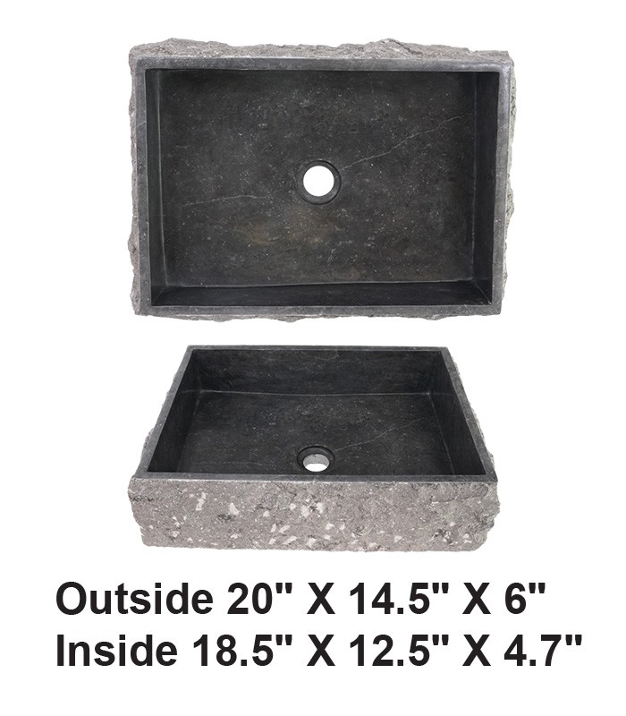 Above Counter Square Black Marmo Marble Sink