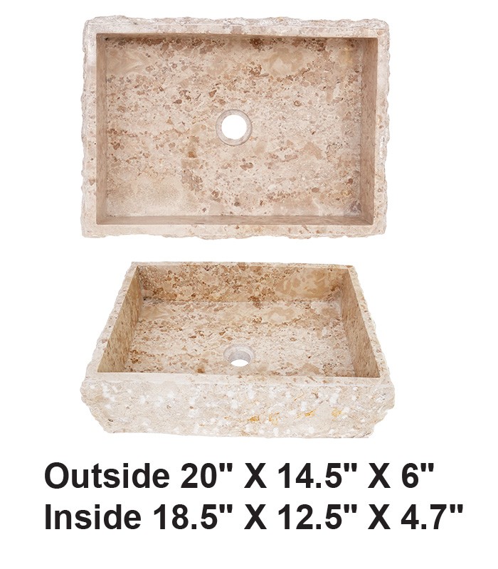 Above Counter Square Cream Marmo Marble Sink