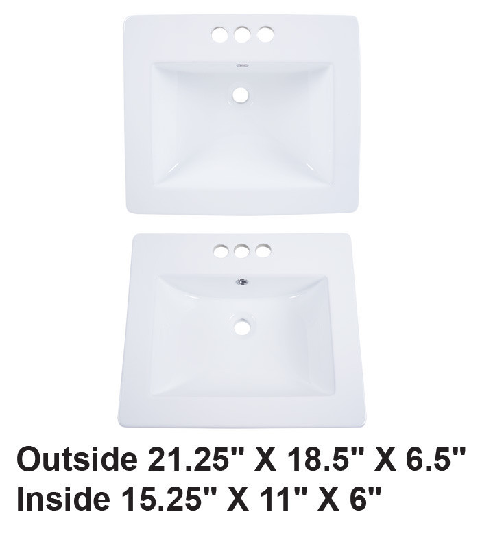 Drop-in Ceramic Sink White