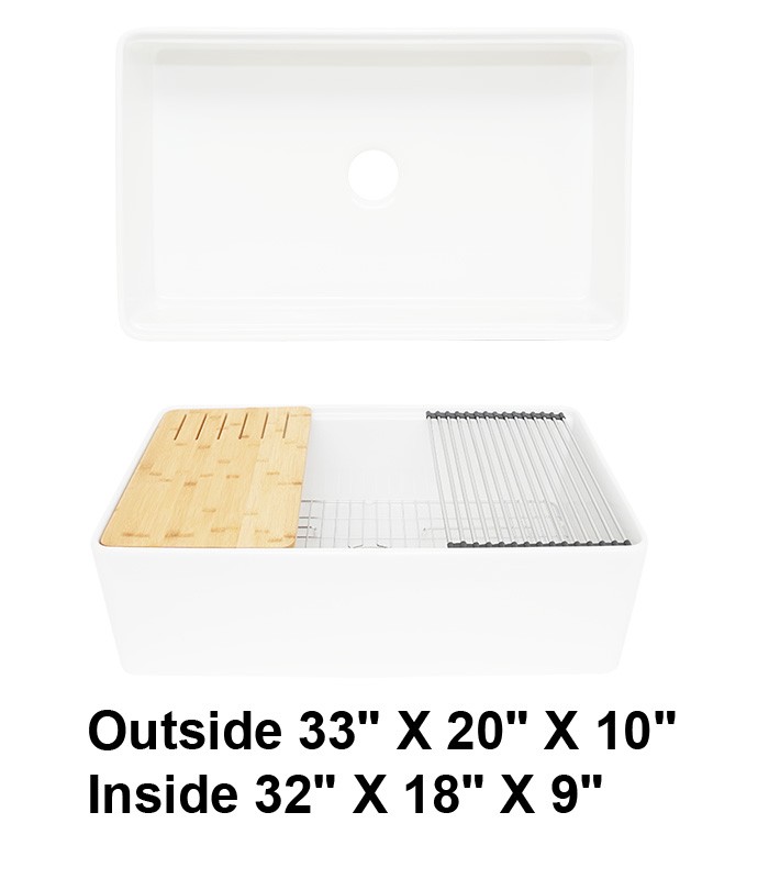 Single Bowl Farmhouse Fireclay Sink White