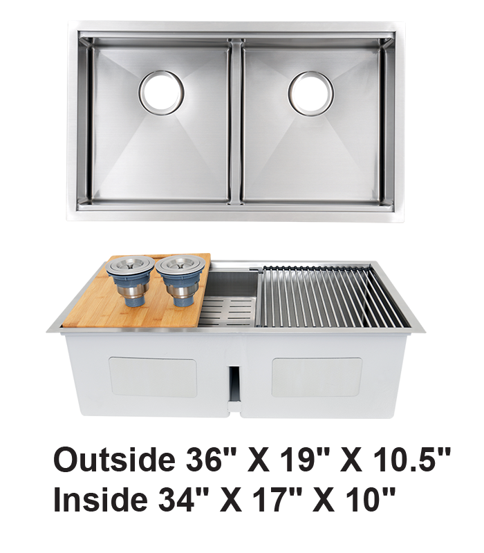 Double Bowl Zero Radius Kitchen Sink