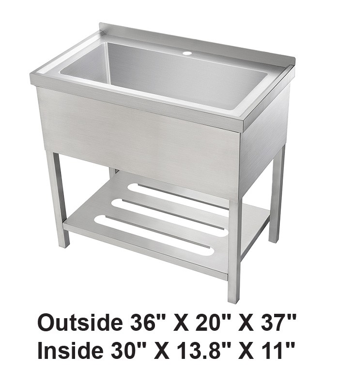 Freestanding Stainless Steel 1-Compartment Commercial Kitchen Sink