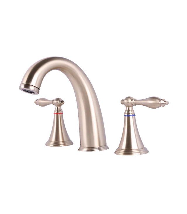 Widespread Bathroom Faucet with Pop-up Drain in Champagne Gold