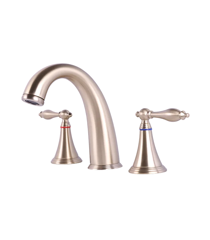 Widespread Bathroom Faucet with Pop-up Drain in Champagne Gold