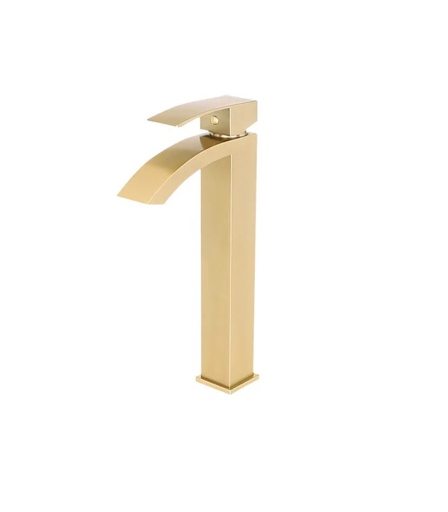 Single Hole Vessel Bathroom Faucet in Brushed Gold