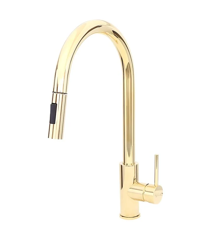 Pull Down Kitchen Faucet in Gold