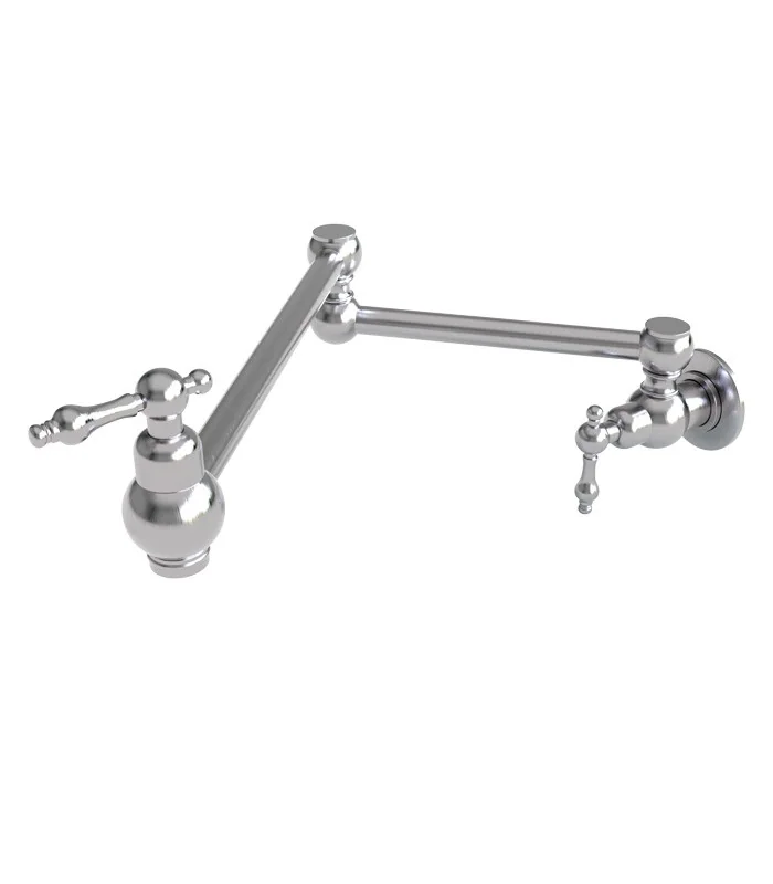 Folding Double Jointed Swing Arm Sink Faucet in Brushed Nickel