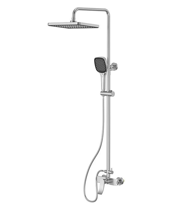 Shower System Square Rainfall Shower Head and Handheld Shower Head in Brushed Nickel