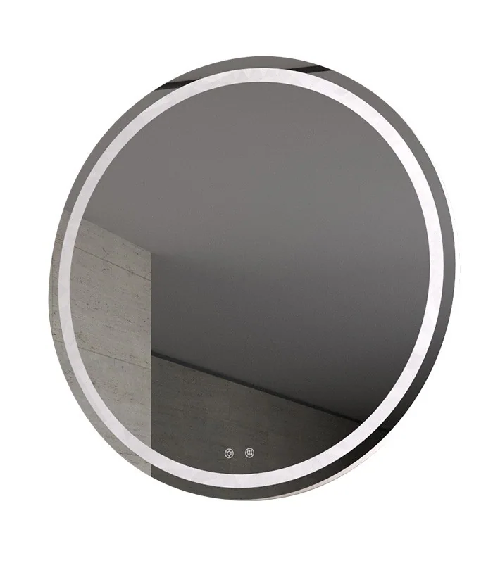 LED Round Frameless Bathroom Wall Mirror with Touch Sensor Anti-Fog