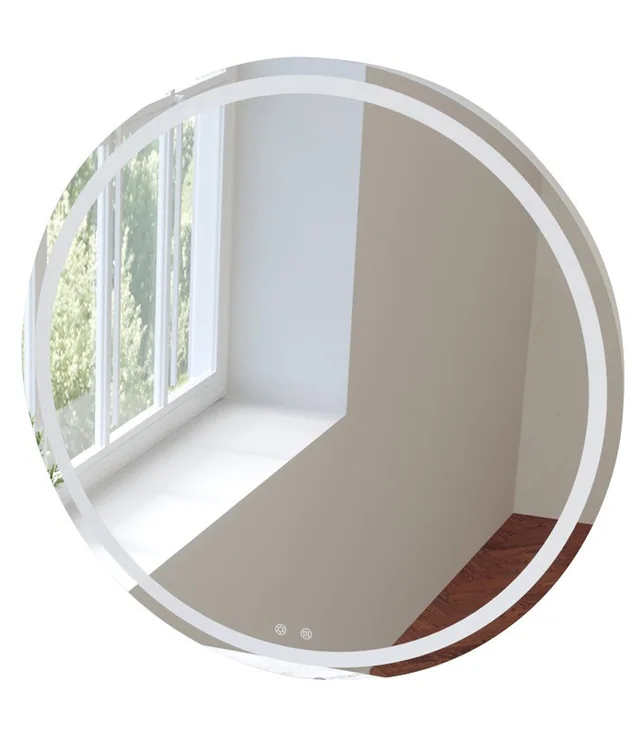 LED Round Frameless Bathroom Wall Mirror with Touch Sensor Anti-Fog