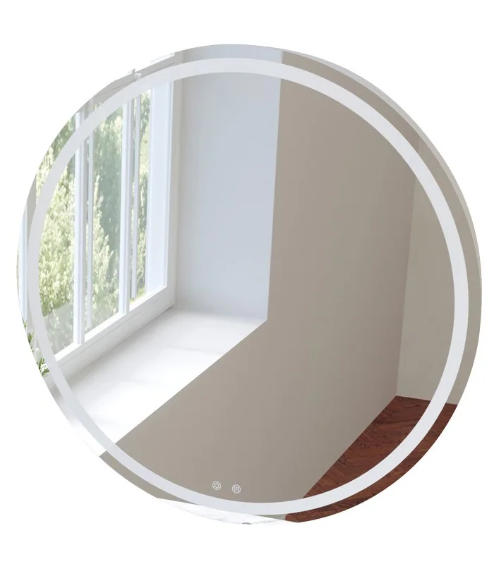 LED Round Frameless Bathroom Wall Mirror with Touch Sensor Anti-Fog