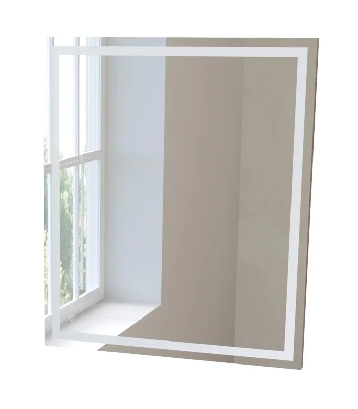 LED Rectangular Frameless Bathroom Wall Mirror with Touch Sensor Anti-Fog