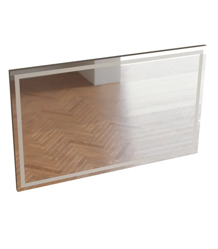 LED Rectangular Frameless Bathroom Wall Mirror with Touch Sensor Anti-Fog