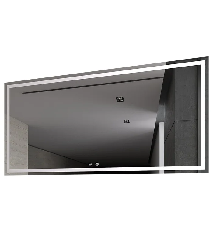 LED Rectangular Frameless Bathroom Wall Mirror with Touch Sensor Anti-Fog