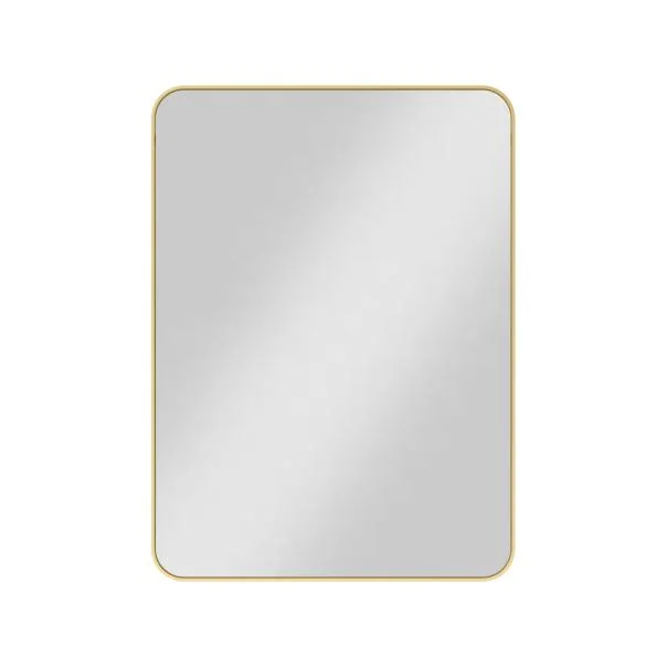 22 × 30 in Rounded Rectangle Metal-Frame Wall Mirror - Brushed Gold shown
