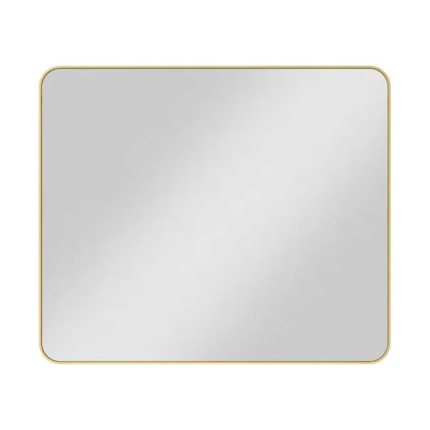 33 × 28 in Rounded Rectangle Metal-Frame Wall Mirror - Brushed Gold shown