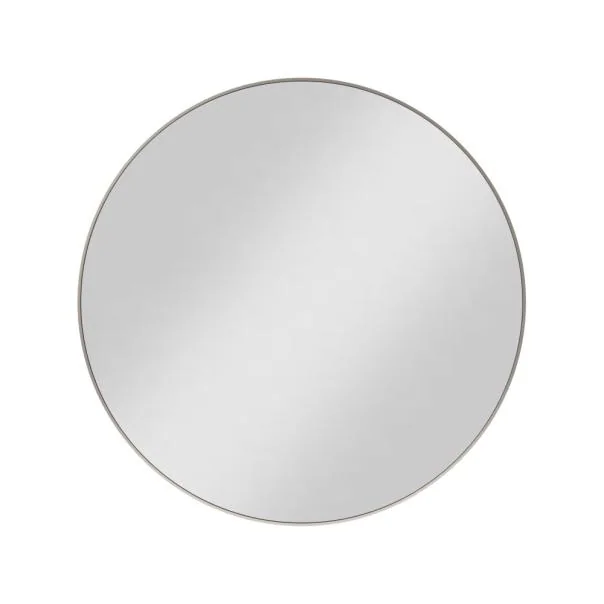 30 in Round Metal-Frame Wall Mirror - Satin Nickel shown