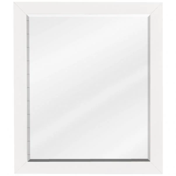 24 × 28 in Mitered-Frame Beveled Wall Mirror - White shown