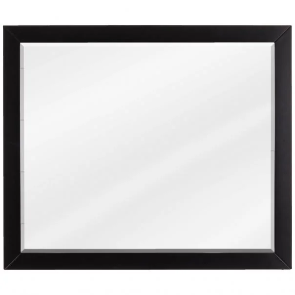 33 × 28 in Mitered-Frame Beveled Wall Mirror - Black shown