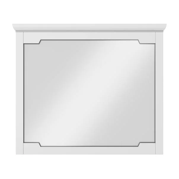 40 × 34 in Contoured-Frame Beveled Wall Mirror - White shown